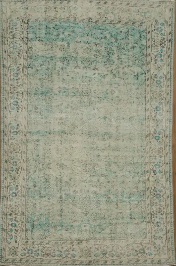 Elegant Vintage Turquoise Anatolian Oriental Area Rug 6x9