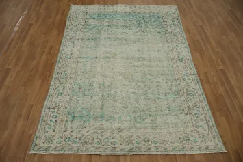 Elegant Vintage Turquoise Anatolian Oriental Area Rug 6x9