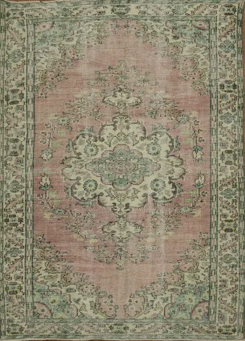 Vintage Distressed Anatolian Oriental Area Rug 7x9