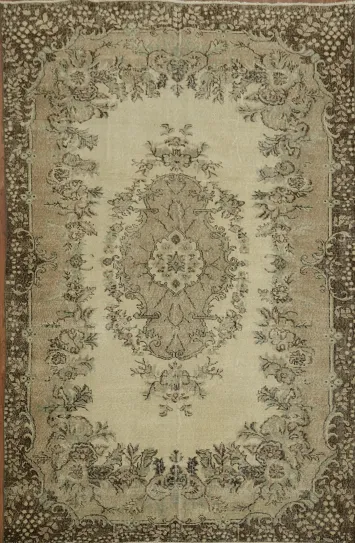 Floral Beige Rug Anatolian Oriental Area Rug 6x9