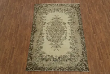 Floral Beige Rug Anatolian Oriental Area Rug 6x9