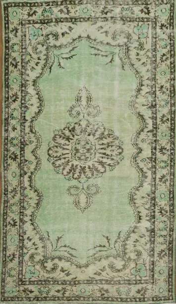 Classic Green Anatolian Oriental Area Rug 5x9