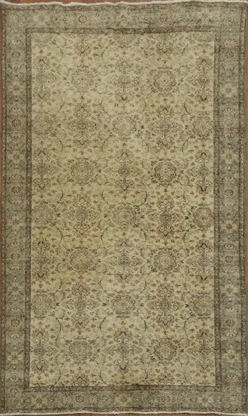 Elegant Floral Vintage Anatolian Oriental Area Rug 6x9