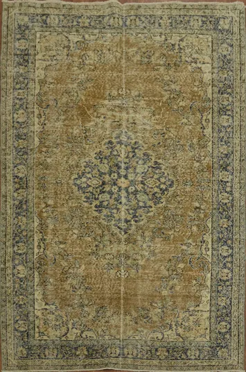 Vintage Distressed Floral Anatolian Rug 6x9