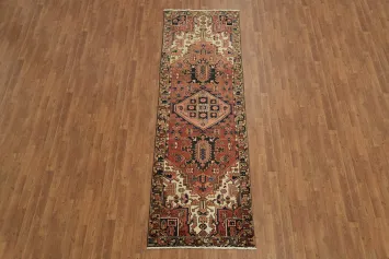 Luxurious Wool Vintage Heriz Persian Runner Rug 3x10