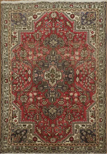 Traditional Red Floral Tabriz Persian Rug 3x5