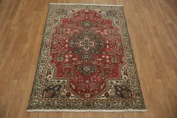 Traditional Red Floral Tabriz Persian Rug 3x5