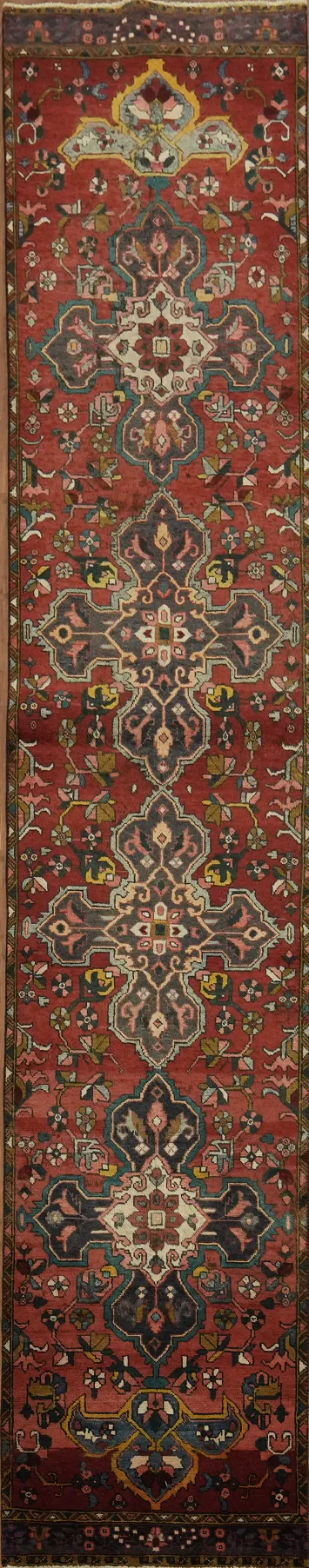 Vintage-Inspired Tabriz Persian Runner Rug 3x14