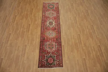 Vintage Geometric Persian Gharajeh Runner Rug 3x11