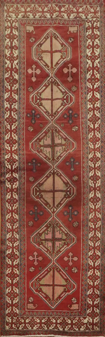 Geometric Wonder: Hamedan Persian Runner Rug 3x10