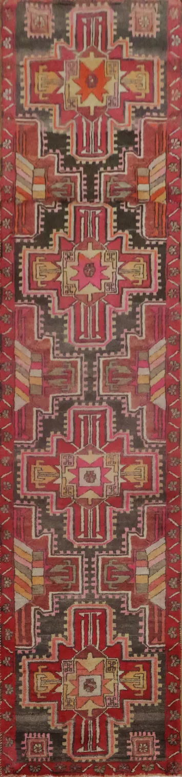 Vibrant Geometric Patterns on an Artisanal Meshkin Runner Rug 2x9