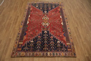 Vibrant Tribal Vegetable Dye Shiraz Persian Area Rug 5x8
