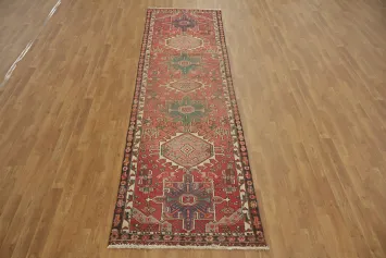 Gharajeh Persian Runner Rug in Rich Reds and Blues 3x11