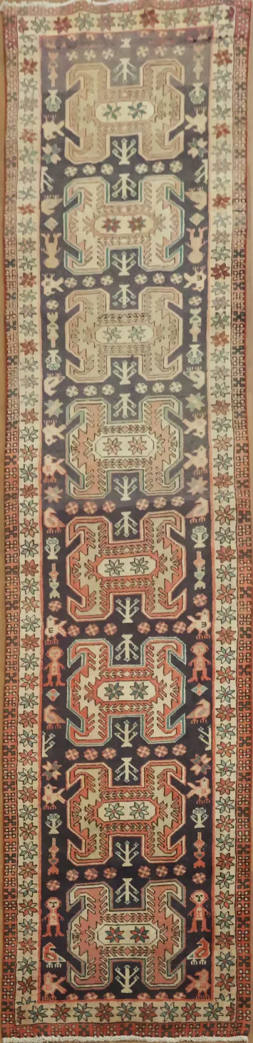 Meshkin Persian Runner Rug with Bold and Intricate Patterns 2x10