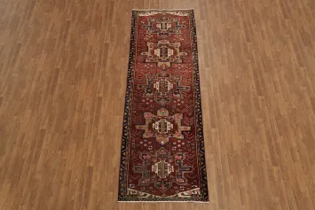 Vintage Geometric Heriz Persian Runner Rug 3x10