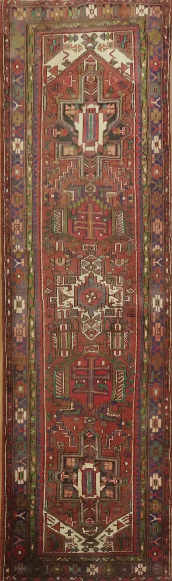 Vintage Heriz Persian Runner Rug 4x12