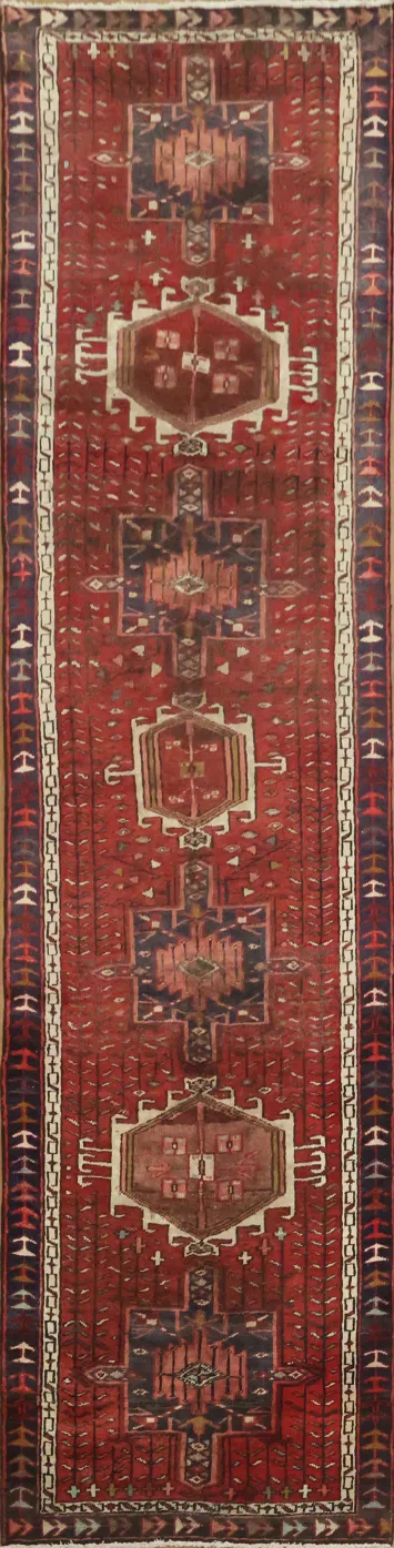 Authentic Handmade Gharajeh Persian Runner Rug 3x11