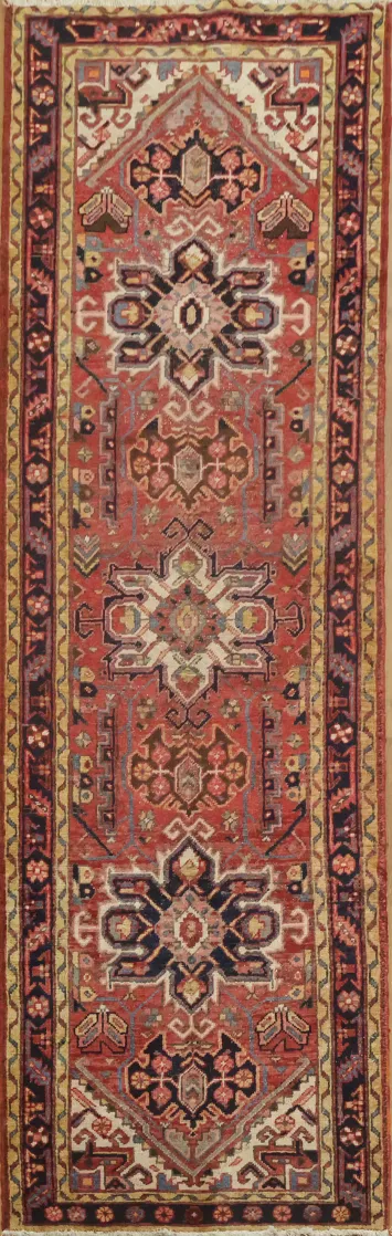 Classic Red Heriz Persian Runner Rug 3x10