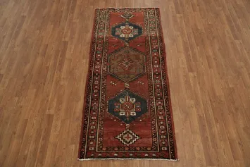 Elegant Geometric Hamedan Persian Runner Rug 3x7