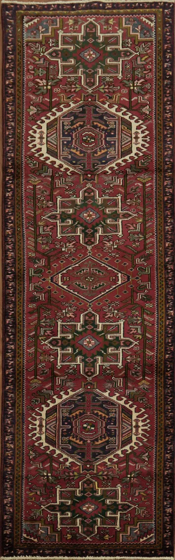 Exquisite Handmade Heriz Persian Runner Rug 3x10