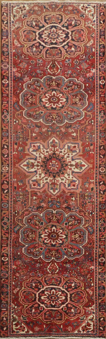 Long Traditional Heriz Persian Runner Rug 3x11