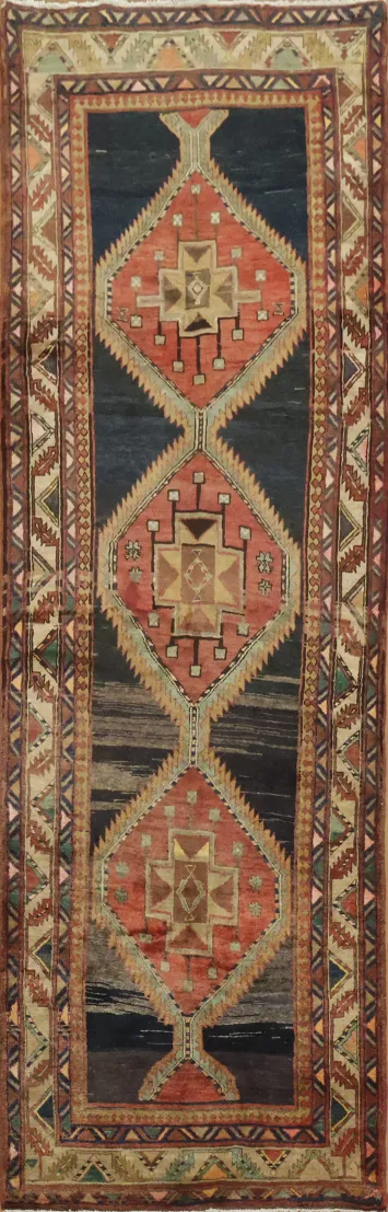 Geometric Elegance: Ardebil Persian Runner Rug 4x11