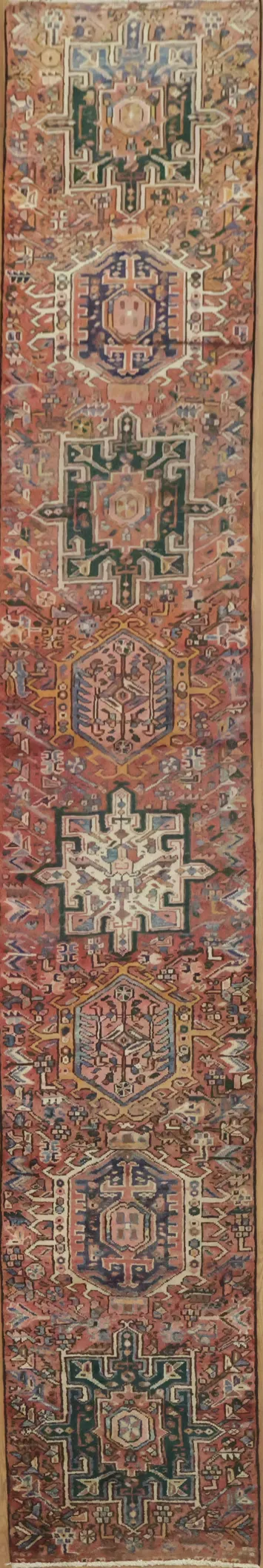 Distinctive Geometric Gharajeh Persian Runner Rug 2x13