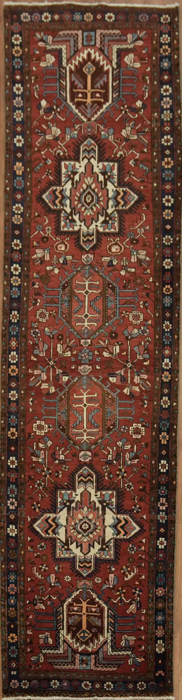 Luxurious Handmade TVegetable Dye Heriz Serapi Persian Runner Rug 3x13