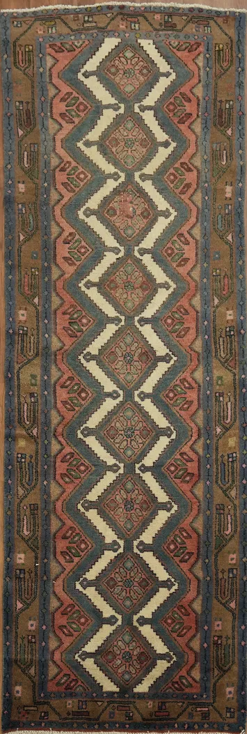 Geometric Hamedan Persian Runner Rug 3x9