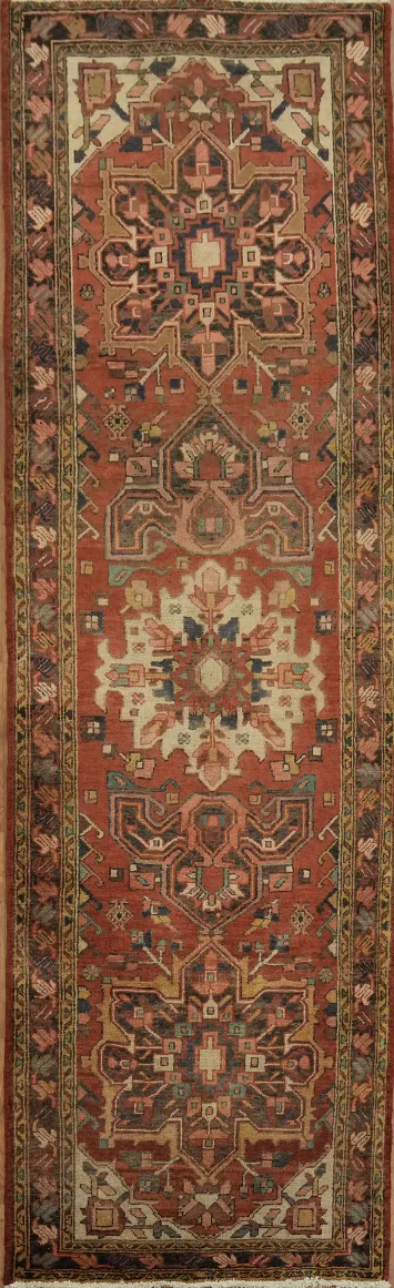 Traditional Geometric Heriz Persian Runner Rug 3x11