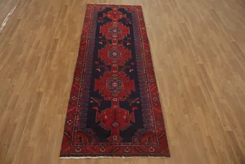 Traditional Dark Hamedan Persian Runner Rug 3x9