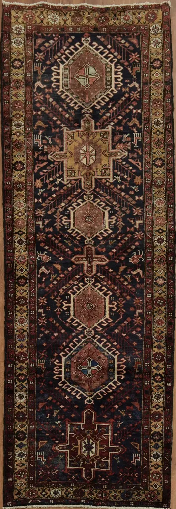 Elegant Tribal Design Gharajeh Persian Runner Rug 4x11