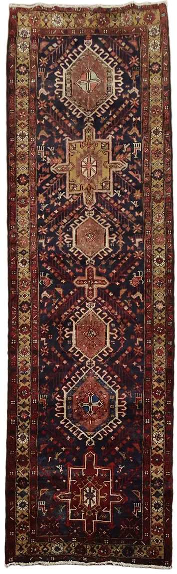 Elegant Tribal Design Gharajeh Persian Runner Rug 4x11