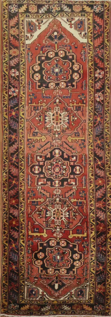 Exquisite Persian Wool Runner Heriz Rug 4x11