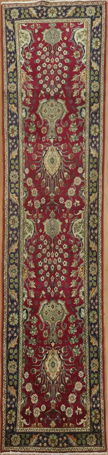 Luxurious Hallway Tabriz Persian Runner Rug 2x10