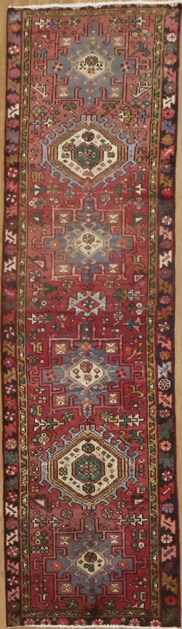 Elegant Vintage Gharajeh Persian Runner Rug 3x10