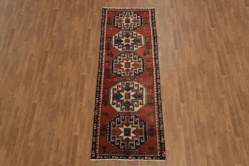 Vintage Persian Shiraz Rug Runner with Unique Geometric Patterns 3x9