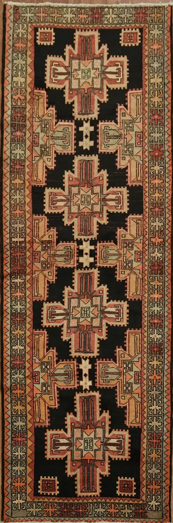 Tribal Meshkin Persian Runner Rug for Hallways and Entries 4x11