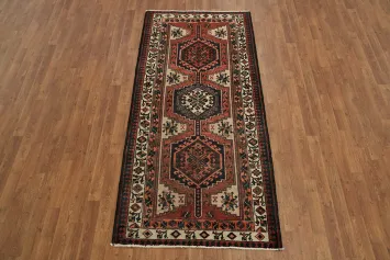 Vintage Aesthetic: Bold Hexagonal Motifs in Persian Ardebil Runner Rug 3x7