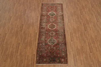 Vintage Geometric Pattern Persian Gharajeh Runner Rug 4x11