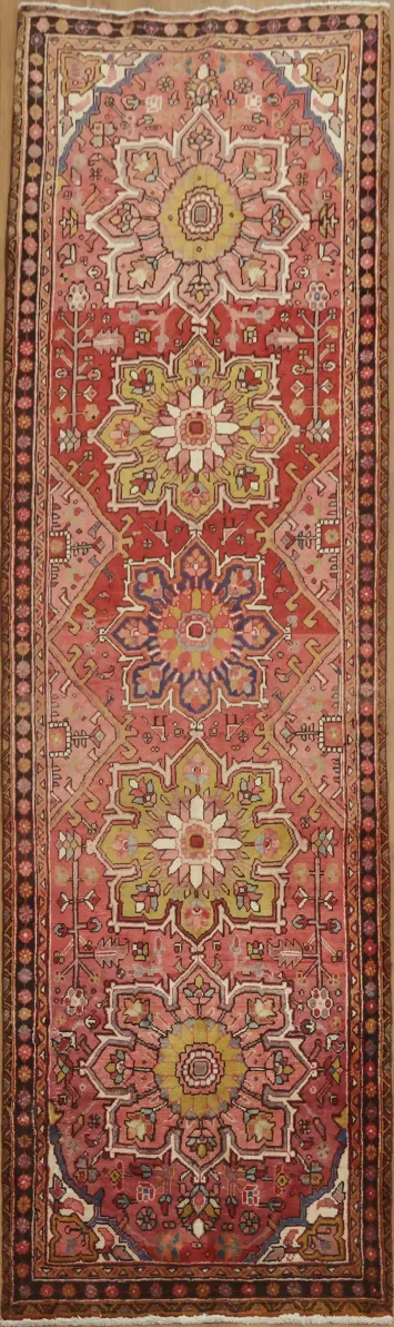 Vintage Persian Heriz Tribal Rug with Classic Floral Motifs 4x12