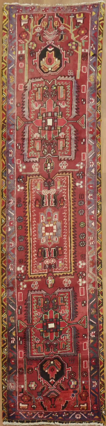 Tribal Heriz Persian Runner Rug with Unique Traditional Motifs 2x9