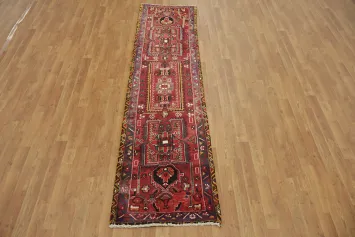 Tribal Heriz Persian Runner Rug with Unique Traditional Motifs 2x9