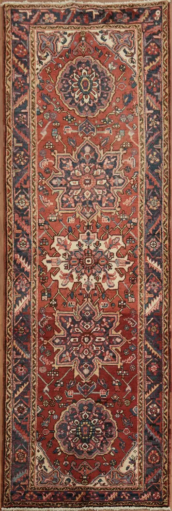 Tribal Persian Heriz Runner Rug with Rich Geometric Patterns