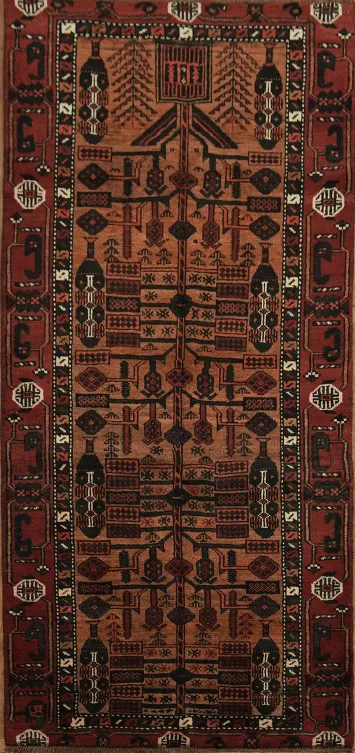 Vintage Elegance: Balouch Persian Tribal Runner Rug 3x6