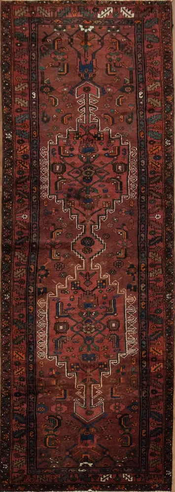 Hamedan Persian Runner Rug with Intricate Patterns 4x11