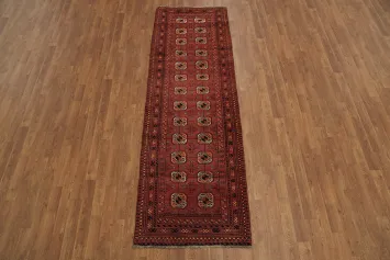 Tribal Bokhara Persian Runner Rug with Traditional Geometric Patterns 3x8