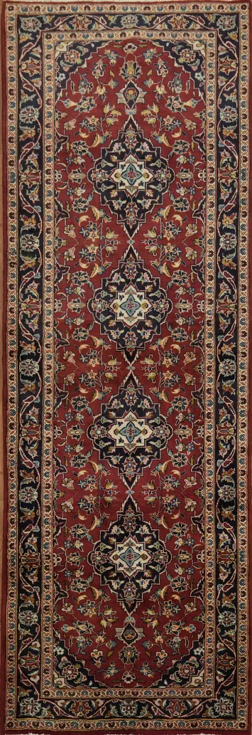 Kashan Persian Wool Runner Rug 3x10