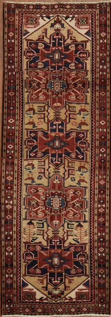 Vintage Persian Heriz Runner Rug 4x10