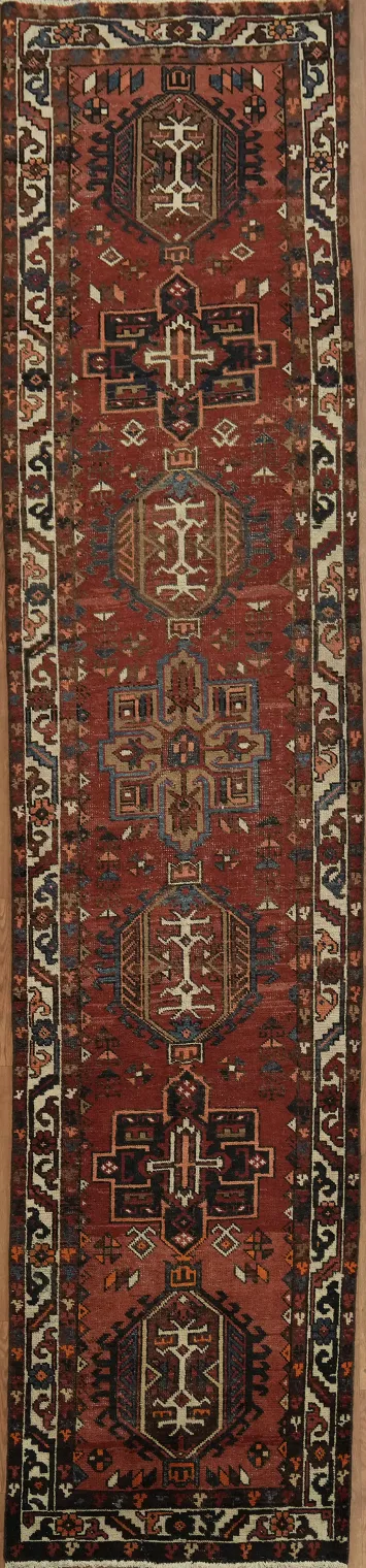 Vintage Handwoven Hamedan Rug Featuring Traditional Motifs 3x13